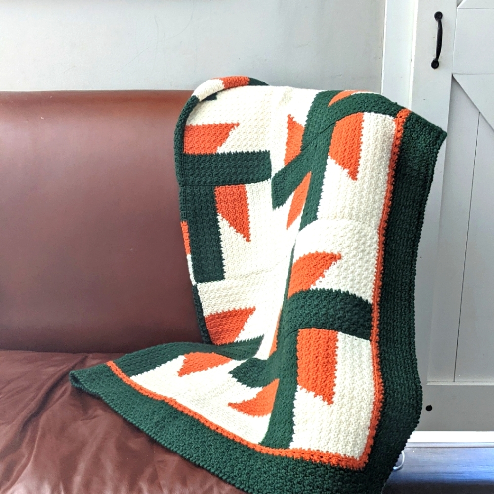 Beautiful afaghan crochet blanket throw like new Fall 54x54